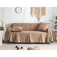 LUCKyou~ Asciugamano per Divano in Tinta Unita Cuscino per Divano Copridivano Semplice Quattro Stagioni Universale,Brown,200 * 360cm