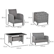 Outsunny Salotto da Giardino Set 6 Pz con Divano e Poltrone da Esterno, Mobili da Giardino in Rattan Grigio