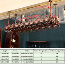Soffitto Hanging Wine Rack, sospeso in metallo supporto di vetro del vino del metallo |Wine Bottle Holder Calici Goblet Rack for la casa Kitchen Bar, bronzo dell'annata ( Size : 80×35cm(32×14inch) )