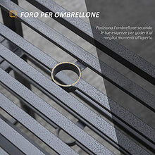 Outsunny Panchina da Giardino Moderna 2 Posti con Tavolino e Foro per Ombrellone Arredamento da Esterno 165x52x83cm Nero