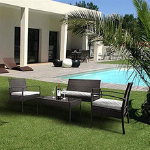 HJYUIK Garden Rattan Mobili Divano da Esterno A 4 Posti Patio Rattan Mobili da Giardino Set con Montaggio
