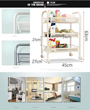 FLM Carrello di Servizio - 3 Ripiani Multifunzione Carrello Trasportabile con Ruote per Cucina e Bagno,Bianco