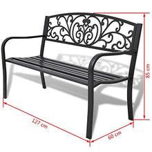 Ausla Panchina da Giardino, Panca da Giardino per 2 Persone Panchina da Giardino 127 x 60 x 85 cm in Ghisa Nera