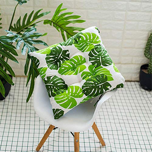 CYQ - 4 Cuscini per Sedia, 40 x 40 cm, con Cinghie di Fissaggio Interne ed Esterne, Colore: Quadrato Verde