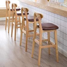 XEWNEGTZI Sgabello da Bar in Legno Massello, Sedia da Bar, per Colazione, Bancone della Cucina, Sgabello Alto da Pub, con Sedile in PU E Schienale Curvo, Carico 200kg(Color:Marrone)