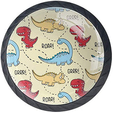 Dinosaur Roar Grrr Rosso Blu Giallo Pomelli per Porta Set di 4 Pomelli per Mobili Manopole per Cassetti Cucina Armadio Vetro