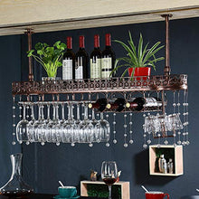 Mensola Galleggiante da Bar sotto la mensola Appendiabiti in Ferro retrò Calice a Testa in Giù Calice Bicchiere da Vino Porta Ristorante o Bar Stoviglie Portabottiglie-Bronzo_80 * 25 cm