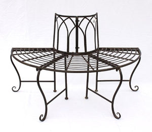 Panca 121071 Panca da Giardino in Metallo 127 cm Panca-Seduta Panca-Suolo Panca Rotonda Marrone