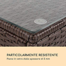 Blumfeldt Theia Loungetisch - Tavolo da Giardino, Tavolino da Lounge, Poly Rattan, Piano in Vetro, Marrone