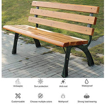 Panca da giardino per esterni Mobili da terrazza, Sedili a doghe in legno massello resistente alle intemperie, Sgabello per il resto del parco del corridoio con struttura in ghisa antiruggine, Utili