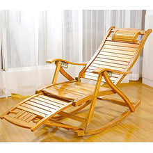 YLCJ Sedia a Sdraio da Sole Sedie a Dondolo in Legno Pieghevoli in bambù Sedia Regolabile a 5 Marce con Schienale reclinabile Pouf Roadtrip Bilanciere per Patio Esterno Sedia a Sdraio da Giardino