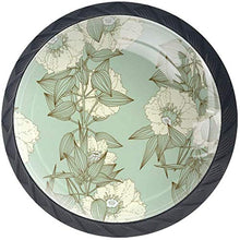 Modello di pianta floreale vintage Pomelli per Porta Set di 4 Pomelli per Mobili Manopole per Cassetti Cucina Armadio Vetro