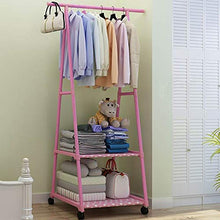 XYBB Armadio Camera da Letto 4 Colorful Floor Standing Clothes Hanging Racks W/Ruota Mobili in Stile Semplice 158 * 55 * 42cm Rosa