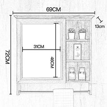 RXDP Armadietto a specchio da bagno, specchio da trucco rettangolare a parete, con armadio portasciugamani, 5 vani portaoggetti/A / 69cm / 1