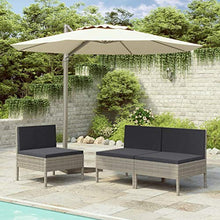 Festnight Sedie da Giardino 3 pz con Cuscini in Polyrattan, Set Divano Esterno, Set di mobili da Giardino in Rattan Grigio,Include:3 Divani centrali,3 Cuscini per la Seduta,3 Cuscini per Lo Schienale