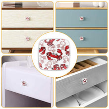 Set di 4 maniglie rotonde per armadio da cucina, credenza, cassettiera, cassettiera, con viti, per cucina, comò, armadietto, bagno, armadio, cartone animato, simpatici granchi, rosso