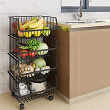 &ripiano di stoccaggio Scaffalature Multifunzione Casa Soggiorno Camera 4 strati Cucina Verdura Cestello portaoggetti Carrello portaoggetti con ruote Scaffale portaoggetti nero Scaffale di finitura