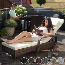 TecTake 403225 Lettino Sedia Prendisole in Rattan, Altezza Regolabile, Arredo Esterno Giardino, Sdraio Prendisole Divano, Grigio