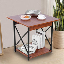 GOTOTOP Tavolino Industriale,Tavolini da Divano con ripiano,Tavolino Portariviste,Tavolino in Legno Vintage,Tavolino Laterale da Divano,Piccolo Tavolo da caffè per Salotto,60x60x58.5 cm