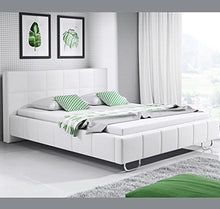 muebles bonitos Letto Matrimoniale Moderno di Design Sofia Bianco Rivestito in Ecopelle per Materasso da 180x200cm con Rete Incluse