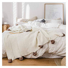 Coperte Ciniglia Lavorate A Maglia Pompon Carini Autunno Inverno Coperta Ponderata Calda Accogliente Divano Letto Casual Tranquillità (Color : Beige, Size : 130x160cm)
