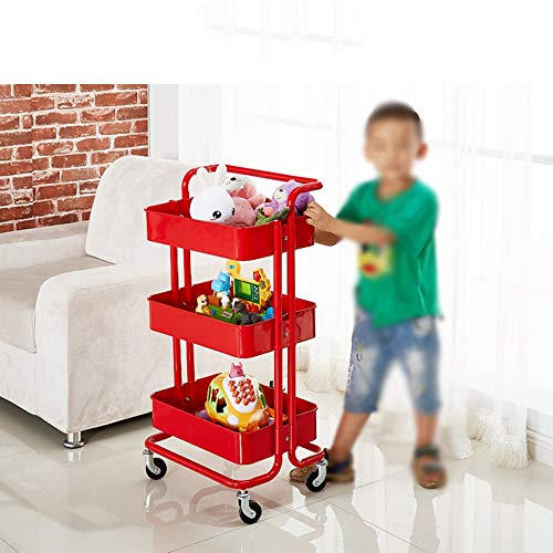 Quattro Ruote portatile strumento di archiviazione Carrello Carrello for ripiani ， Scaffali da cucina in metallo, comodo studio di cucina soggiorno di grande capacità, 3 colori 45X37X83CM Utility Cart
