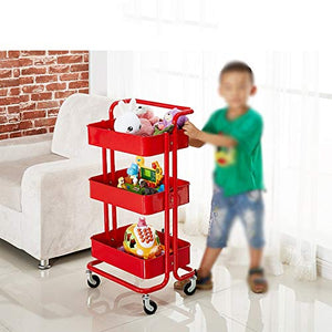 Quattro Ruote portatile strumento di archiviazione Carrello Carrello for ripiani ， Scaffali da cucina in metallo, comodo studio di cucina soggiorno di grande capacità, 3 colori 45X37X83CM Utility Cart