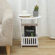 Comodino piccolo tavolino con cesto portaoggetti rotondo per computer portatile, comodino, divano letto, libreria, scaffale per casa, ufficio, soggiorno, comodino
