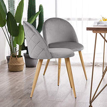 TUKAILAI Set di 2 Sedia da Cucina Sala da Pranzo in Velluto per Cucina Soggiorno Moderna Sedia Sedie da pranzo con Gambe in Metallo Grigio