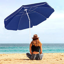 SPRINGOS Ombrellone da spiaggia con funzione ribaltabile, colore blu navy, altezza massima: 175 cm, diametro 160 cm, ombrellone da giardino blu scuro grande (blu scuro)