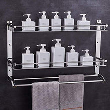 ZLININ Y-longhair Mensola da bagno montata a parete in acciaio inox 304, mensola a 2 ripiani con barra porta asciugamani, organizer per cesta doccia, finito
