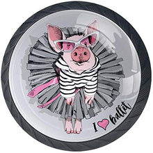 Pink Pig Dancing Grey I Love Ballet Pomelli per Porta Set di 4 Pomelli per Mobili Manopole per Cassetti Cucina Armadio Vetro