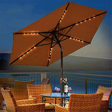 Tavolo da picnic all'aperto Ombrellone ad energia solare con 30 luci a LED, ombrelloni da esterno in alluminio per ponte, regolazione di inclinazione della piscina e braccialetti Li (sedia) Bbq Party