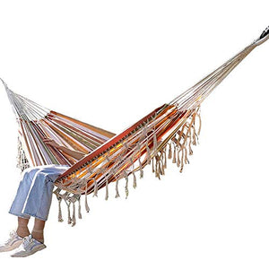 Amaca Amaca Da Esterno In Tela Di Cotone, Amaca Singola Per Il Tempo Libero Con Borsa Per Il Trasporto, Naturale Con Nappa Da Viaggio
