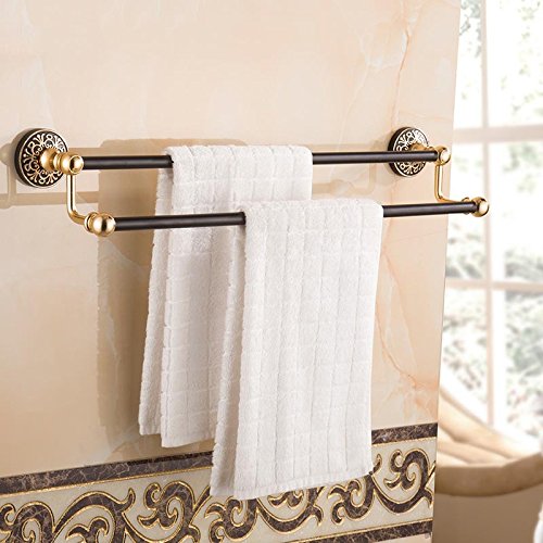 MBYW Portasciugamani Moderno Minimalista Portasciugamani Elegante per Il Bagno di Moda Portasciugamani Lungo in Bronzo Nero/Doppio Bar portasciugamani  Adatto per Bagno,Cucina, Ufficio