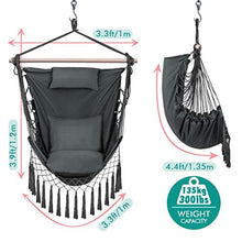 Sunix Poltrona sospesa fornita di 3 Morbido cuscini,sedia sospesa per adulti e bambini, Portata 150 kg ,per amaca da giardino, patio, dondolo da cortile e giardino