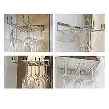 Huangjiahao - Porta Bicchieri da Vino da Parete, in Acciaio Inox, con 2 File di stemware per Cucina, Bar, casa