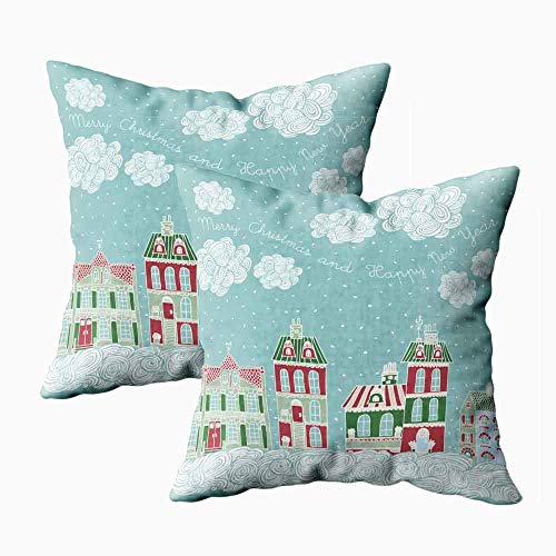 Kris.D Fodere per Cuscini Natalizi, Fodere per Cuscini Decorative per Bambini Cartoline Natalizie Fodere per Cuscini da tiro 18X18 Pollici 2 Pezzi