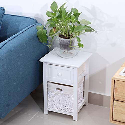 Comodino in legno, comodino, divano-tavolino da casa per ufficio(white)