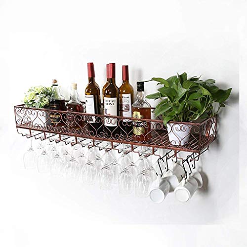 WGEMXC Wine Rack, Supporto Di Tazza, Porta Bicchiere Di Vino, Wine Rack Supporto Di Vetro Di Vino/Appeso a Parete/Creativo Ferro Battuto Wall Hanging Cup Holder Rack Wine Glass,120 × 25 cm