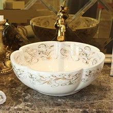 Jgophu, lavabo a forma di fiore bianco cinese, realizzato a mano, in ceramica, lavabo da appoggio, piano di lavoro