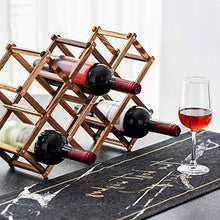 Portabottiglie in legno pieghevole a 10 scomparti Portabottiglie per bottiglie di vino Portabottiglie per vino Tavolo Portabottiglie da terra Scaffale per vino Scaffale per vino legno Controsoffitto
