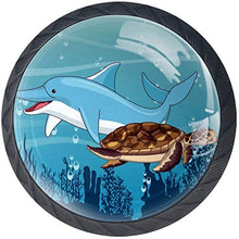 Cartoon Dolphin Turtle Oceano di nuoto Pomelli per Porta Set di 4 Pomelli per Mobili Manopole per Cassetti Cucina Armadio Vetro