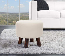Mendler Sgabello poggiapiedi HWC-C29 42x42x38cm Legno Ecopelle Avorio