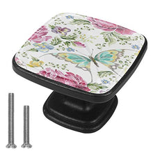 Farfalla peonia ricamo 4 PCS Pomelli per Porta, Pomolo per Mobile, Pomelli per Mobili con Viti, Maniglia per Armadietto, Pomelli per Porta, Pomelli per Cassetti per Porta, Armadio, Cassetto e Credenza