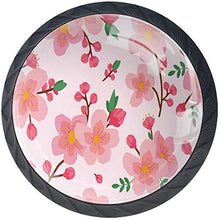 Rosa Plum Blossom Floral Branch Pomelli per Porta Set di 4 Pomelli per Mobili Manopole per Cassetti Cucina Armadio Vetro