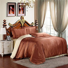 YFDC Set Biancheria da Letto in Pura Seta Satinata Tessili per La Casa Set Letto King Size Copripiumino Lenzuola Piatte Federe (KA FEI Tuo,Twin Size 4pcs)