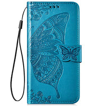 Saceebe Compatibile con Xiaomi Redmi 5 plus Custodia pelle Cover a libro Portafoglio Flip Case [Custodia in pelle goffrata con fiori e farfalle con cordino] anteriore e posteriore Bumper Case,blu