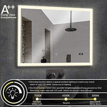 Aquamarin® Specchio a LED Rettangolare-CEE: A++, Controllo Tattile, Controluce 3in1 Bianca Fredda, Calda, Neutra, Orologio Digitale, Dimensione e Modello a Scelta-Specchio Retroilluminato, Bagno