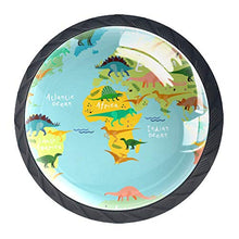 Set di 4 maniglie rotonde per armadio da cucina, credenza, cassettiera, cassettiera, con viti, per cucina, comò, armadietto, bagno, armadio, dinosauro mappa del mondo antico